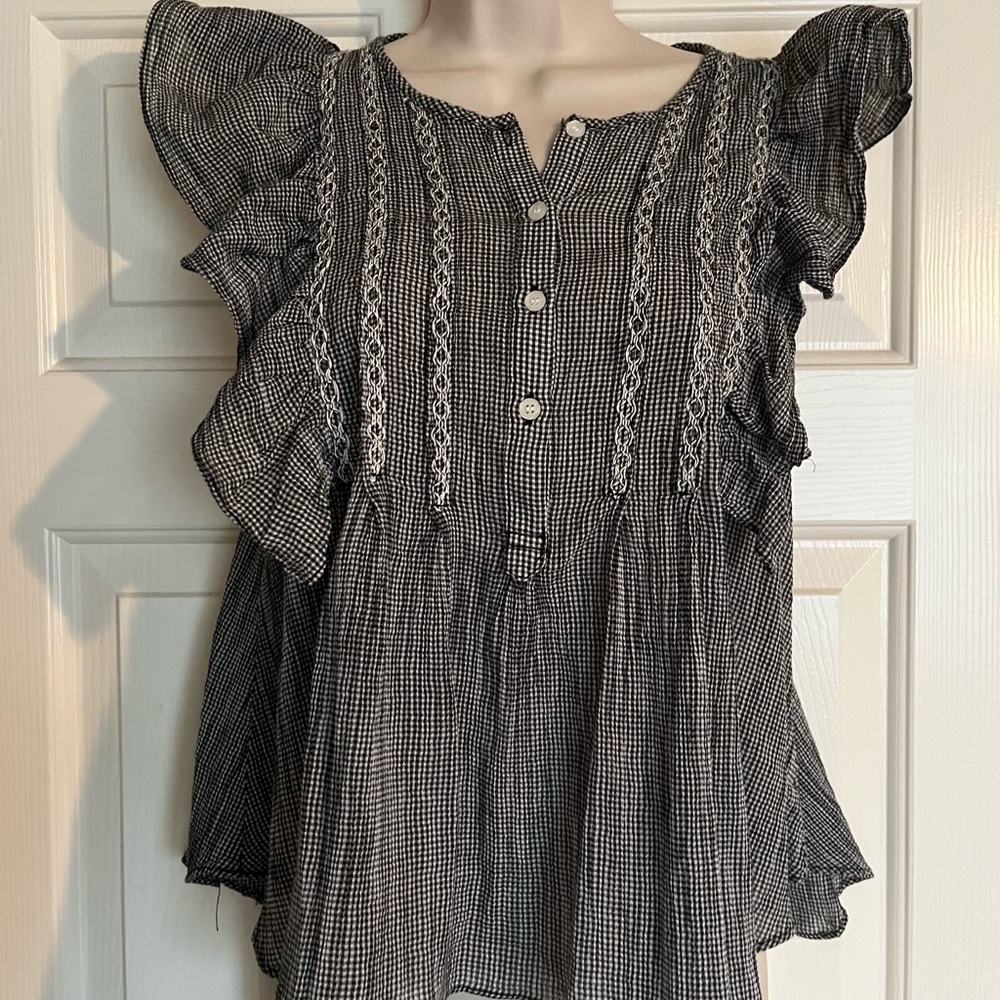 Max Studio black and white checkered flowey blouse, worn once